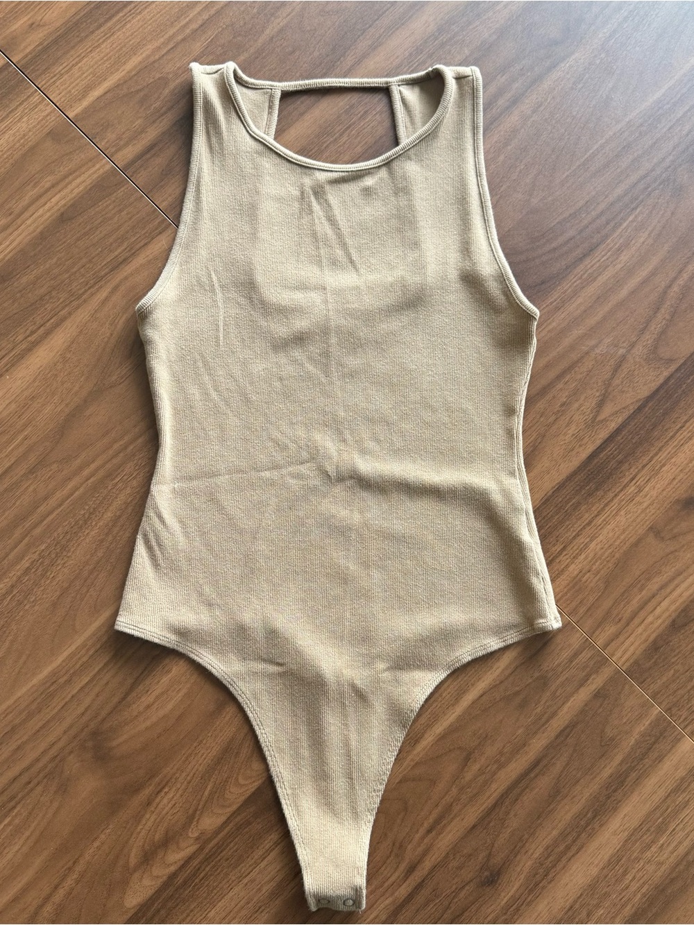 American Eagle Outfitters Beige Tank Bodysuit - Ribbed One-Piece